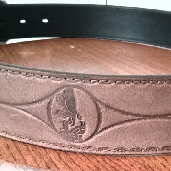 Landes Tan Leather Belt w/ Embossed Wildlife NWOT main image 4